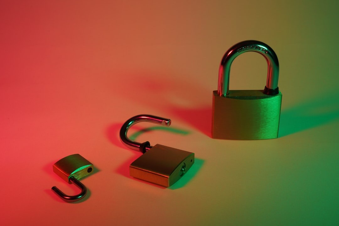 Cybersecurity concept with digital lock and binary code on dark background